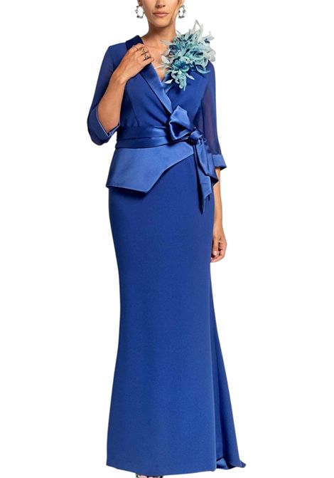 ABITO TINTA UNITA CON MANICHE IN CHIFFON CURVY ALLURE | Abiti | C202627 C20262834